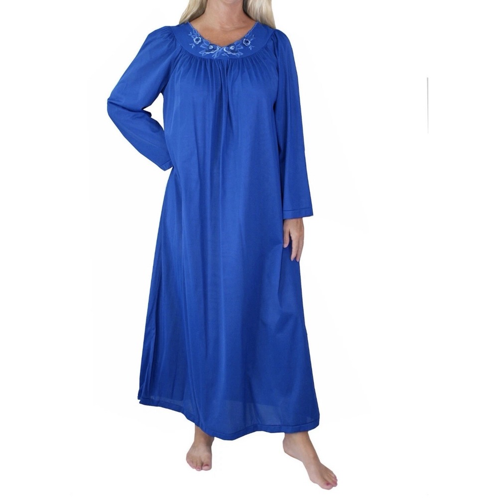 Shadowline Nightgown Women's Nylon Long Sleeved Sleepwear Long Gown Large  New